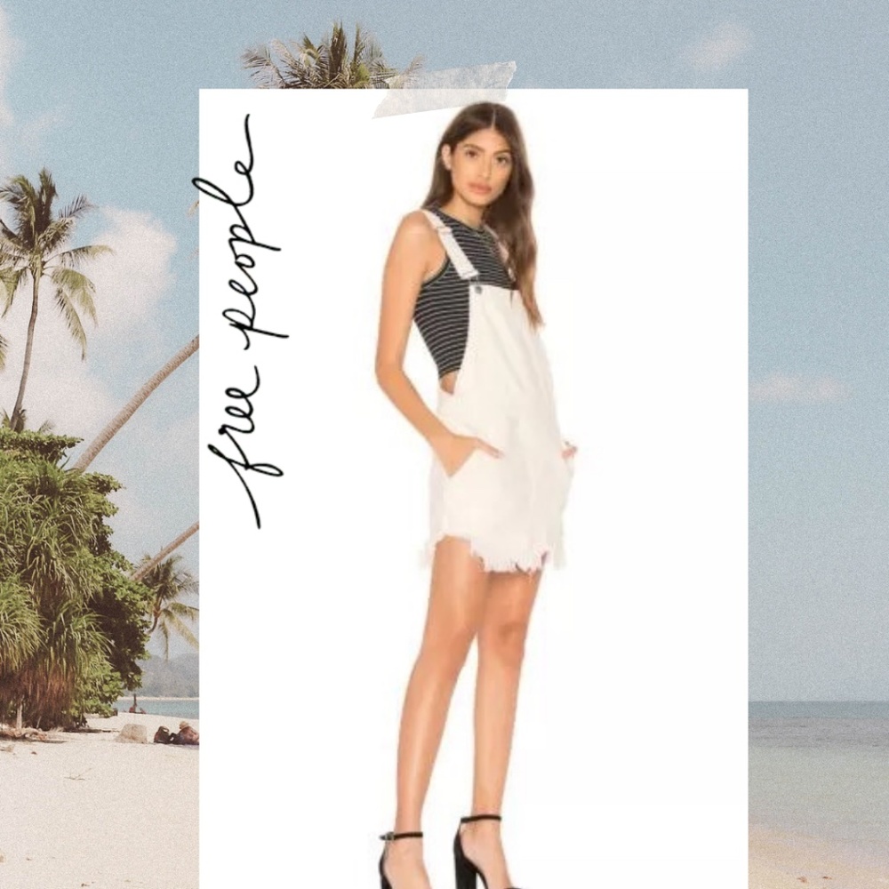 🌟 🌟 NWT Free People “Torn Up Jumper” Overall Dress - Size 4/Cream 🌟 🌟